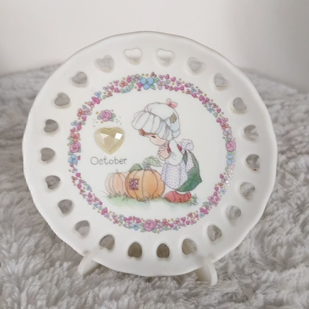 Vtg. Precious Moments October Opal Birthday Plate